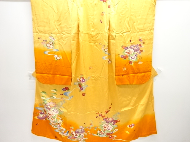 JAPANESE KIMONO / ANTIQUE KIMONO / SILK / FLORAL PLANTS